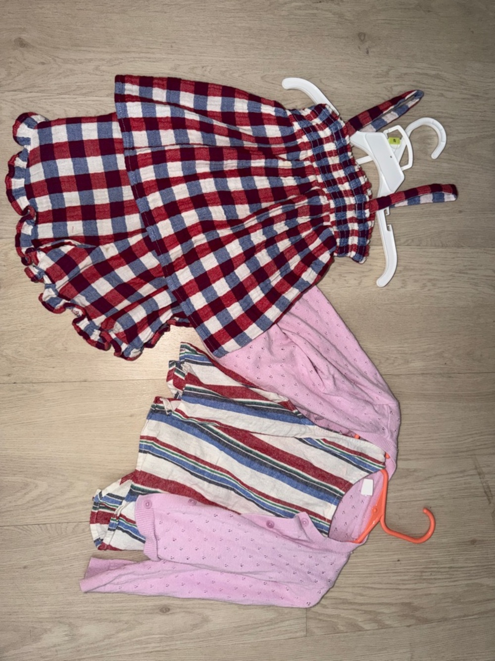 Red and Navy Gingham Sundress with Pink Layering Pieces